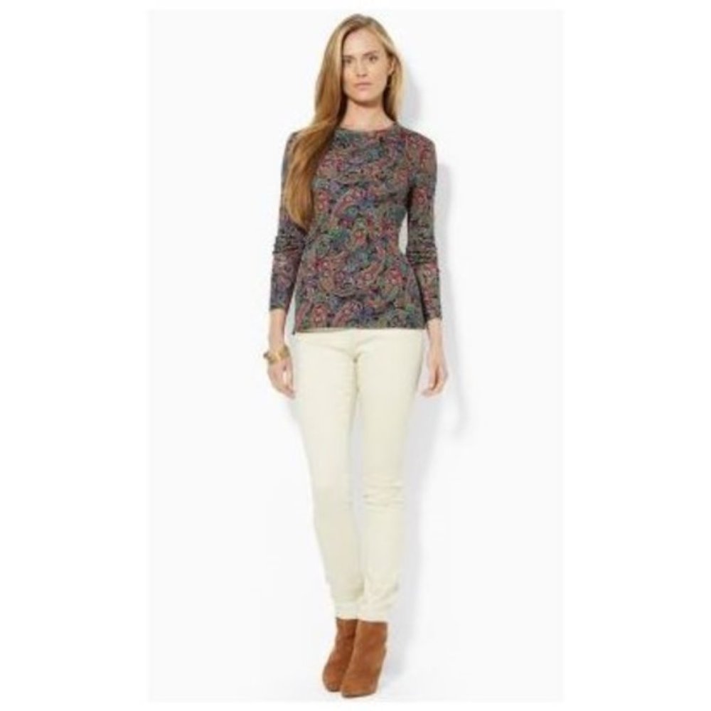 RALPH LAUREN Paisley Print Long Sleeve Top [F3] - Picture 7 of 7